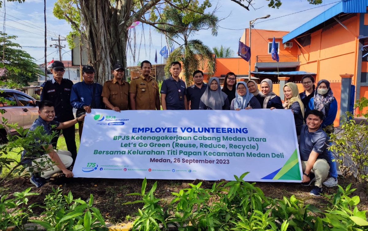 Employee Volunteering, BPJS Ketenagakerjaan Medan Utara Tanam Pohon di Waduk Kelurahan Titipapan