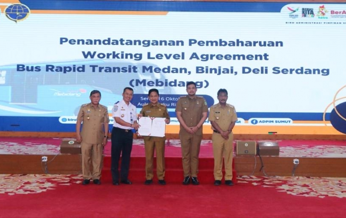 Pj Gubsu Hassanudin Teken Rencana Kerja Pembangunan BRT Mebidang senilai Rp1,9 Triliun