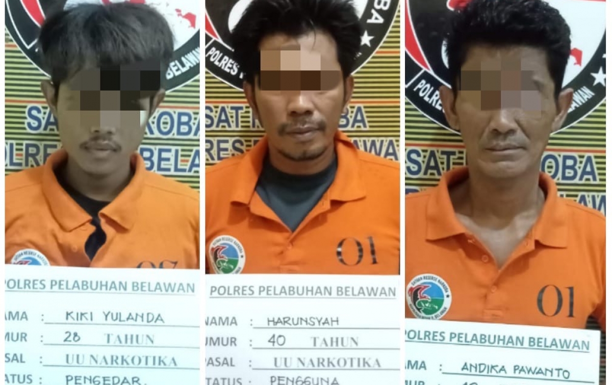 3 Pelaku Narkoba Ditangkap Polisi di Jalan Paluh Nibung