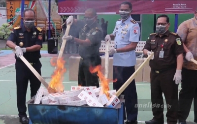 Bea Cukai Aceh Musnahkan Rokok Ilegal Senilai Rp 19 Miliar