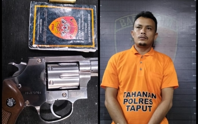 Pria Sok Jago Ancam Warga Pakai Airsoft Gun Tertunduk Lesu Ditangkap Polisi