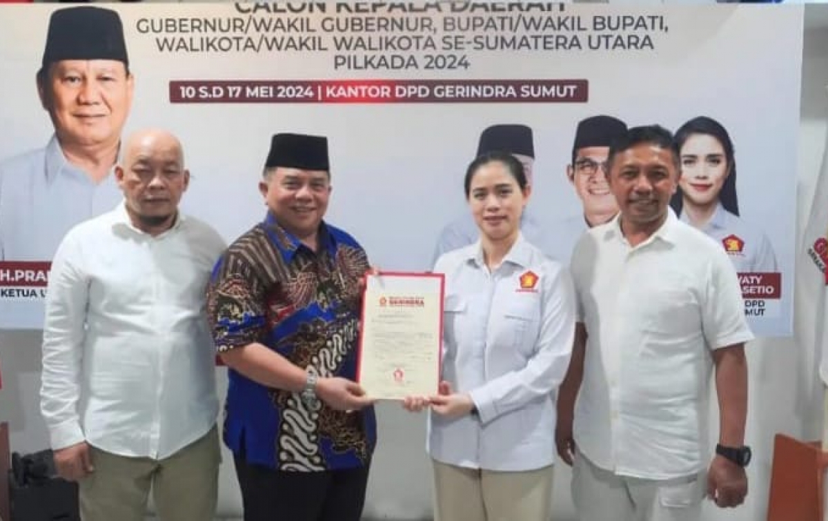 Gerindra Sumut Serahkan Surat Rekomendasi Dukung 3 Calon Kepala Daerah Pilkada 2024