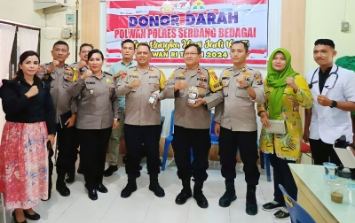 Aksi Donor Darah, Wartawan Turut Semarakkan HUT Polwan Polres Sergai