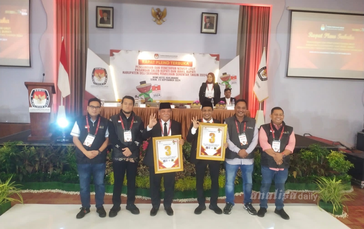 KPU Tetapkan 3 Nomor Paslon Bupati dan Wakil Bupati Deliserdang