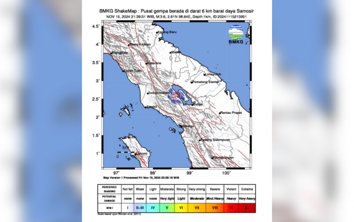 Gempabumi Magnitudo 3,6 Getarkan Samosir