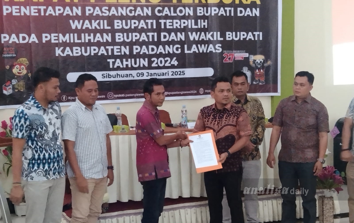 KPU Tetapkan Bupati Dan Wakil Bupati Padanglawas