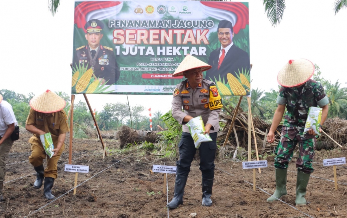 Kapolres Tebingtinggi Launching Penanaman Jagung Serentak 1 Juta Hektare