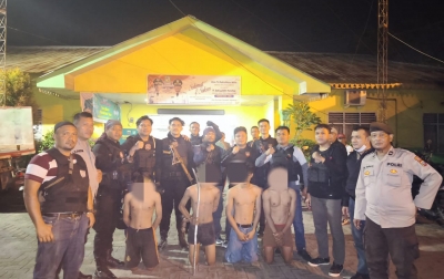 Tim Macan Polres Pelabuhan Belawan Tangkap 4 Pelaku Tawuran di Jalan Yong Panah Hijau