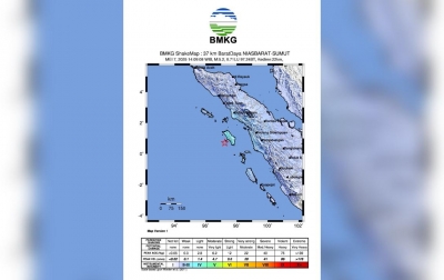 Gempabumi Tektonik M5,4 di Samudera Hindia Pantai Barat Sumatera, Tak Berpotensi Tsunami
