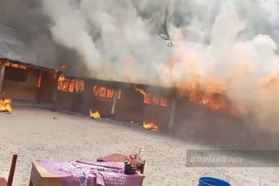 Gedung SDN 1203 Padang Hasior di Palas Terbakar Hangus Terbakar 
