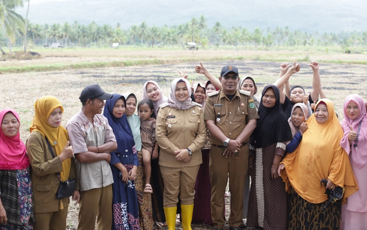 Wabup Atika Cek Lokasi Persawahan yang Dilanda Kekeringan