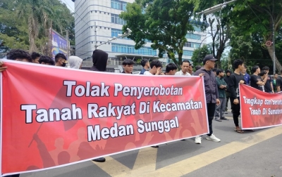 Puluhan Massa Geruduk 3 Instansi, Minta Usut Dugaan Penguasaan Lahan di Medan Sunggal