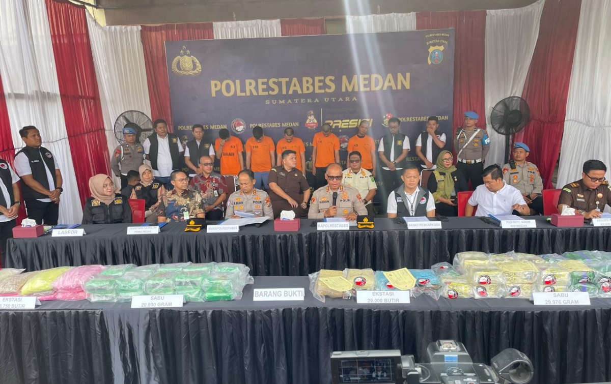 Pukulan Telak bagi Jaringan Narkoba, 20 Kg Sabu dan Ribuan Ekstasi Dimusnahkan Polrestabes Medan