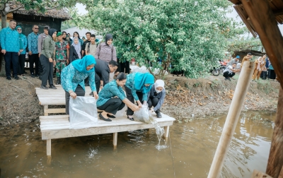 Kahiyang Ayu Tabur 15.000 Benih Ikan di Langkat, Dorong Swasembada Pangan