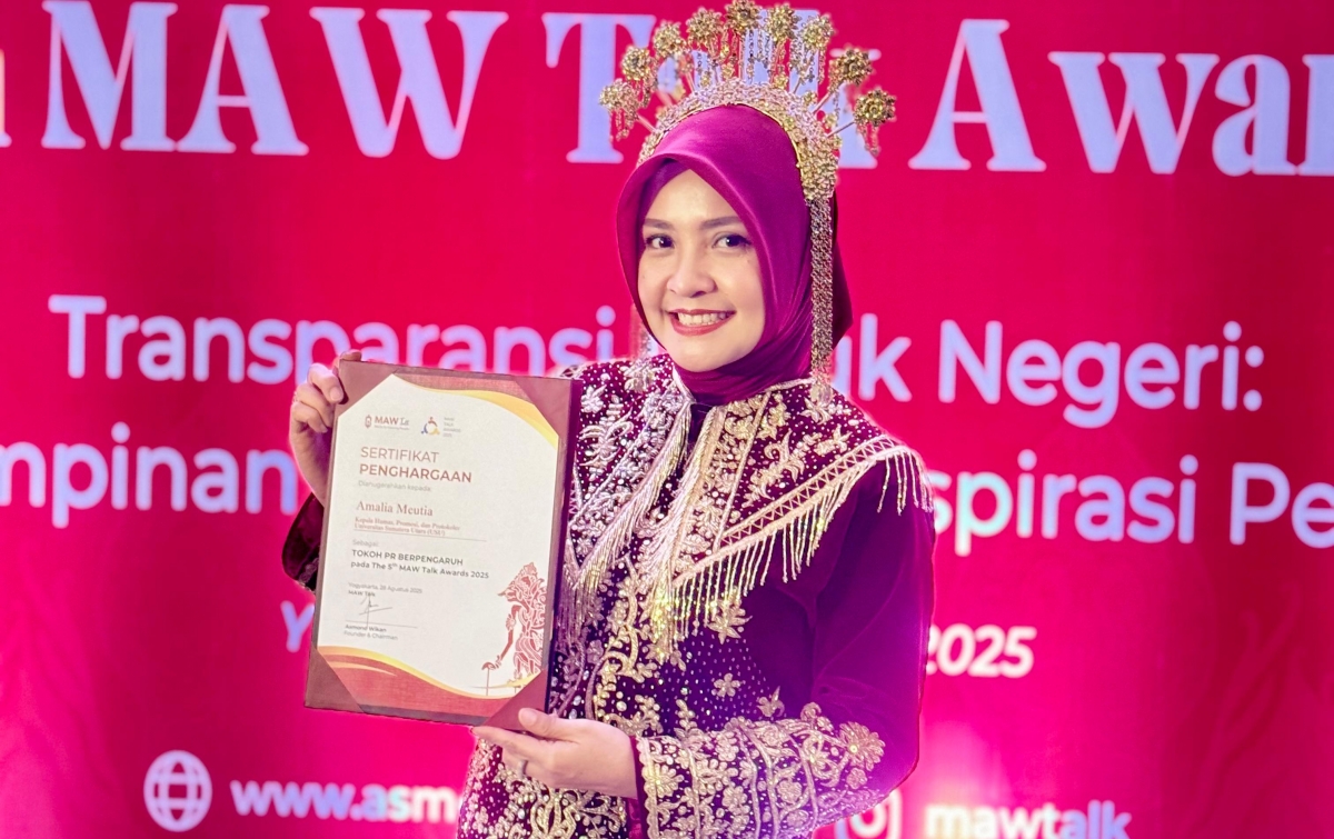 Kepala Humas USU Raih Penghargaan Tokoh PR Berpengaruh di MAW Talk Awards 2025