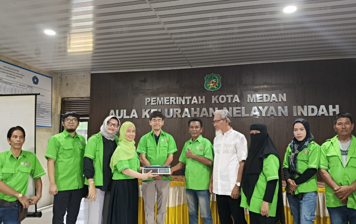 Tim PKM USU–Dosen Osaka University Ajak Masyarakat Nelayan Indah Dirikan Bank Sampah dan Bentuk Eco Guard
