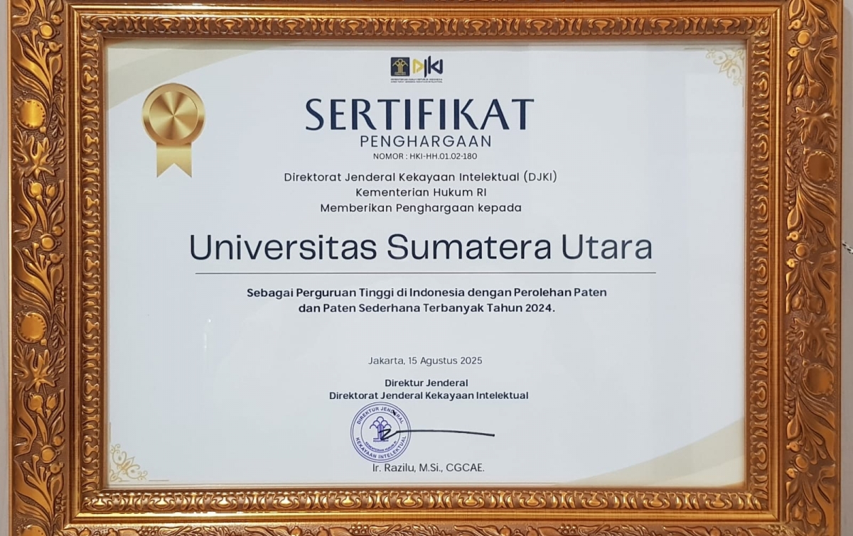 USU Catatkan Rekor Paten Terbanyak di Masa Rektor Prof Muryanto Amin