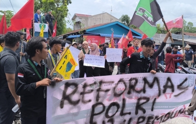 Aksi Unjuk Rasa Elemen Mahasiswa Berjalan Damai di Wilayah Deliserdang