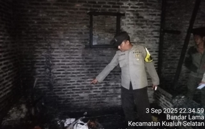 Polsek Kualuh Hulu Polres Labuhanbatu Cek TKP Musibah Kebakaran