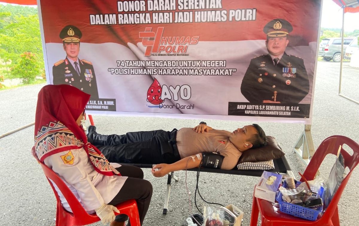 HUT ke-74 Humas Polri, Polres Labusel Gelar Donor Darah Serentak