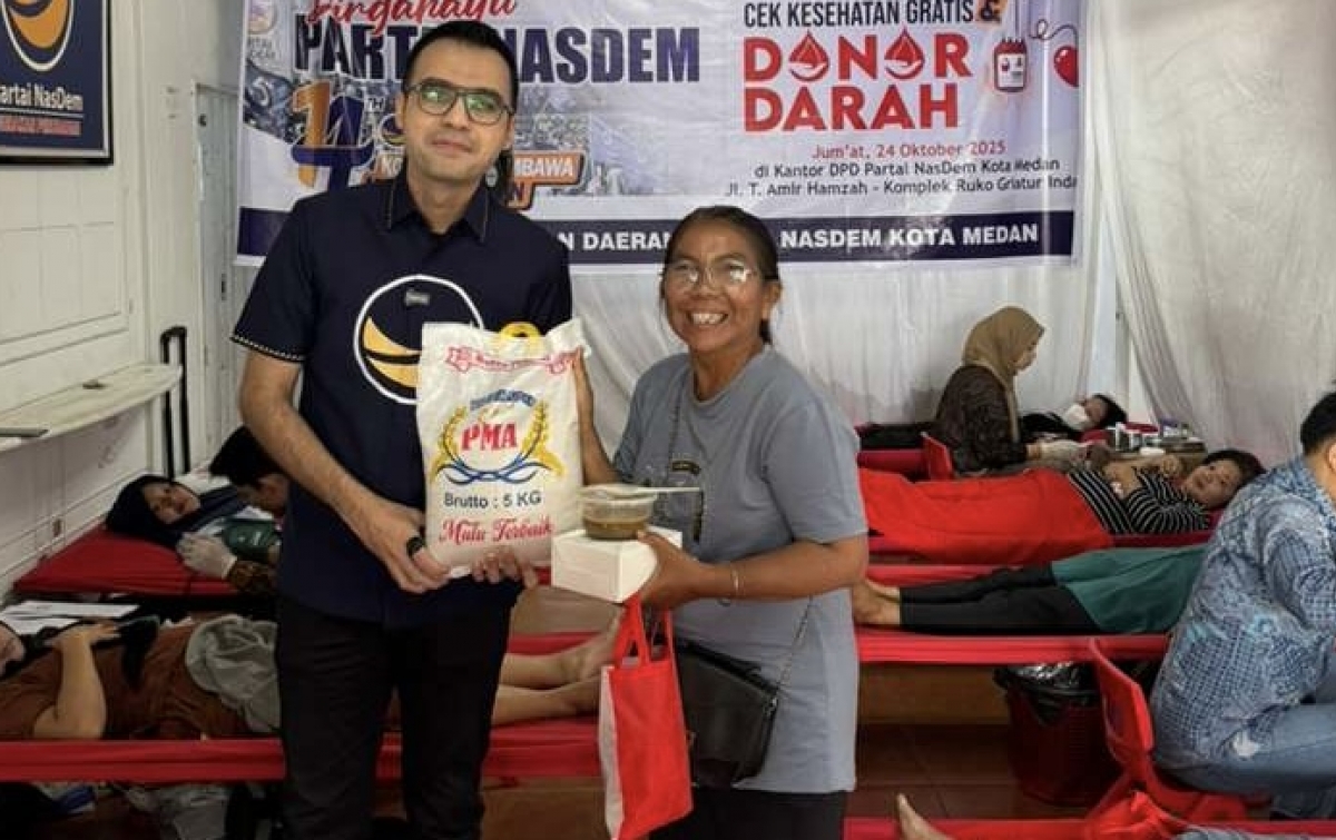Sambut HUT ke-14, DPD Partai NasDem Medan Gelar Donor Darah dan Cek Kesehatan Gratis