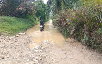 Warga Minta Pihak Perusahaan Turut Berkontribusi Perbaiki Jalan Rusak di Aek Baringin