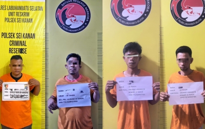 Polres Labusel Ringkus 4 Tersangka Narkoba Berikut 56 Gram Sabu dalam Kurun Waktu 2 Hari