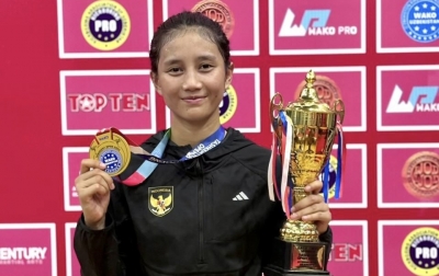 Polwan Sumut Sabet Emas di Piala Dunia Kickboxing Uzbekistan