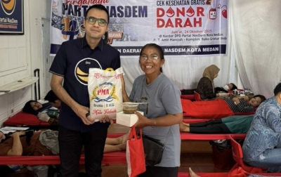 Sambut HUT ke-14, DPD Partai NasDem Medan Gelar Donor Darah dan Cek Kesehatan Gratis