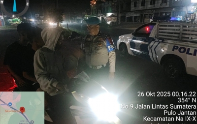 Cegah Gangguan Kamtibmas, Polsek Na IX-X Intensifkan Patroli Malam di Titik Rawan