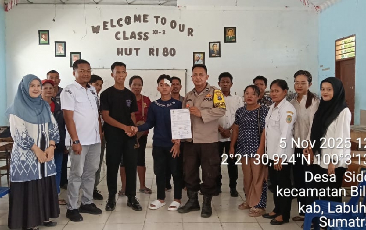 Bhabinkamtibmas Polsek Bilah Hilir Mediasi Kasus Penganiayaan Antar Pelajar