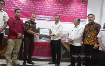 Penyedia Internet Service Provider Dinas Kominfo Taput Kembalikan Kerugian Negara Rp 1,9 Miliar