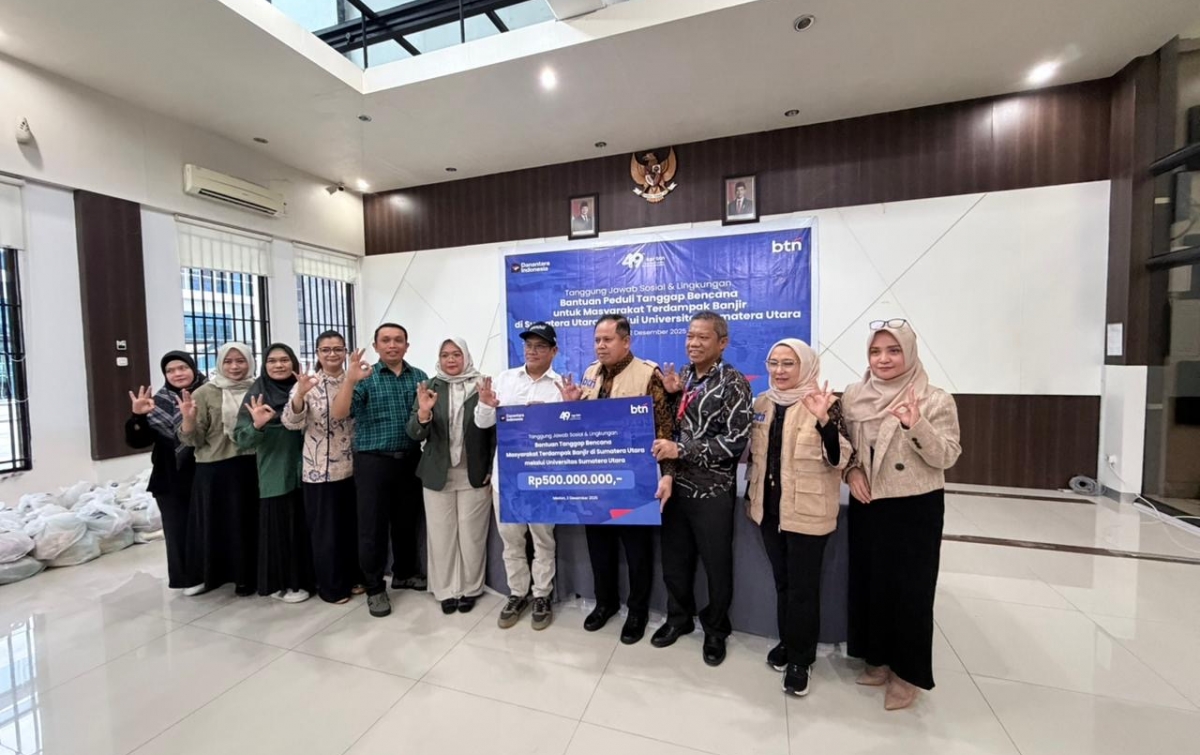 USU Terima Bantuan Kemanusiaan dari BTN untuk Korban Banjir Sivitas Akademika