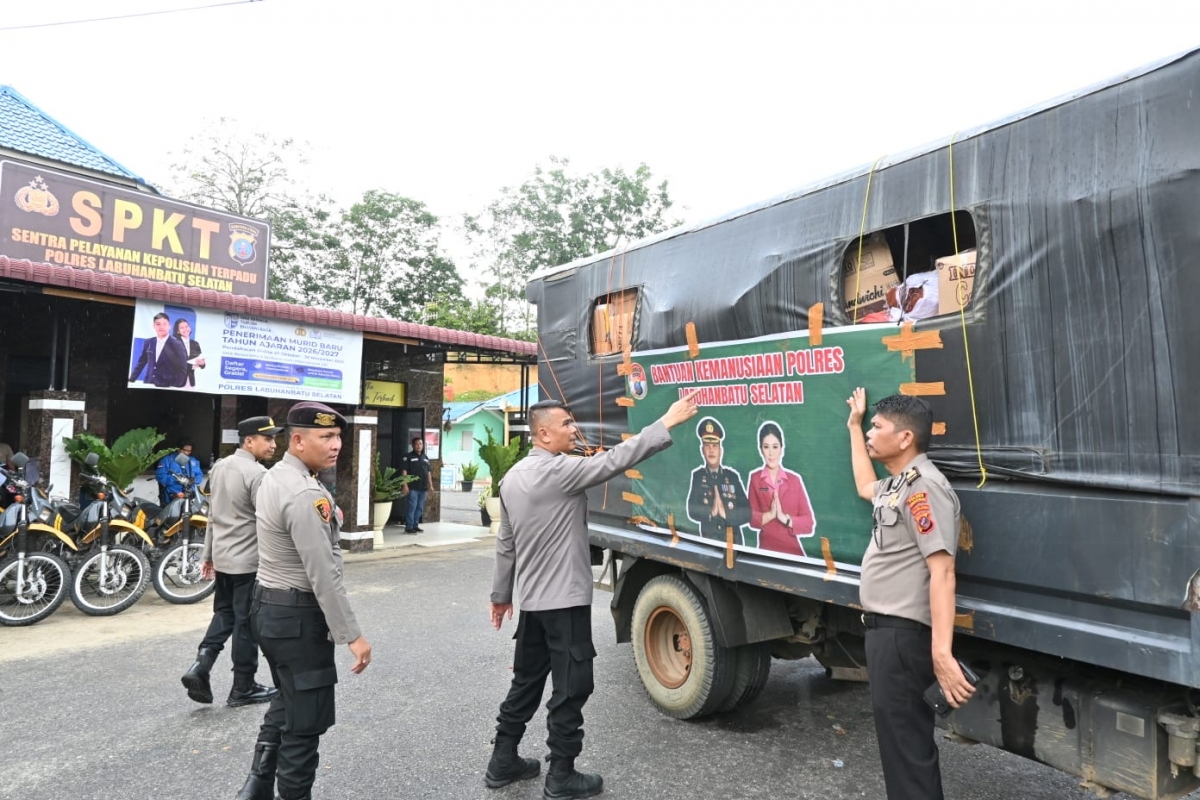 Respons Cepat Polres Labusel Kirim Bansos Tahap II untuk Korban Bencana Batang Toru
