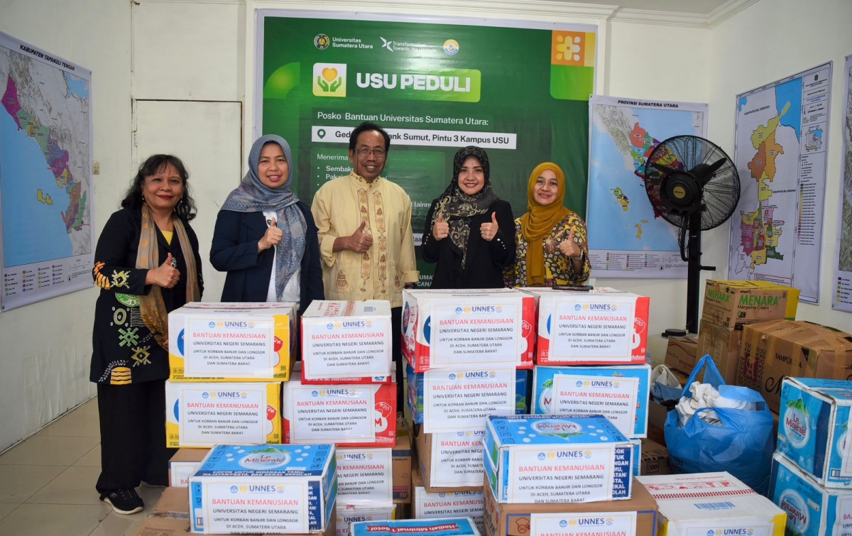 USU Salurkan Bantuan dari UNNES untuk Korban Banjir Sumatera