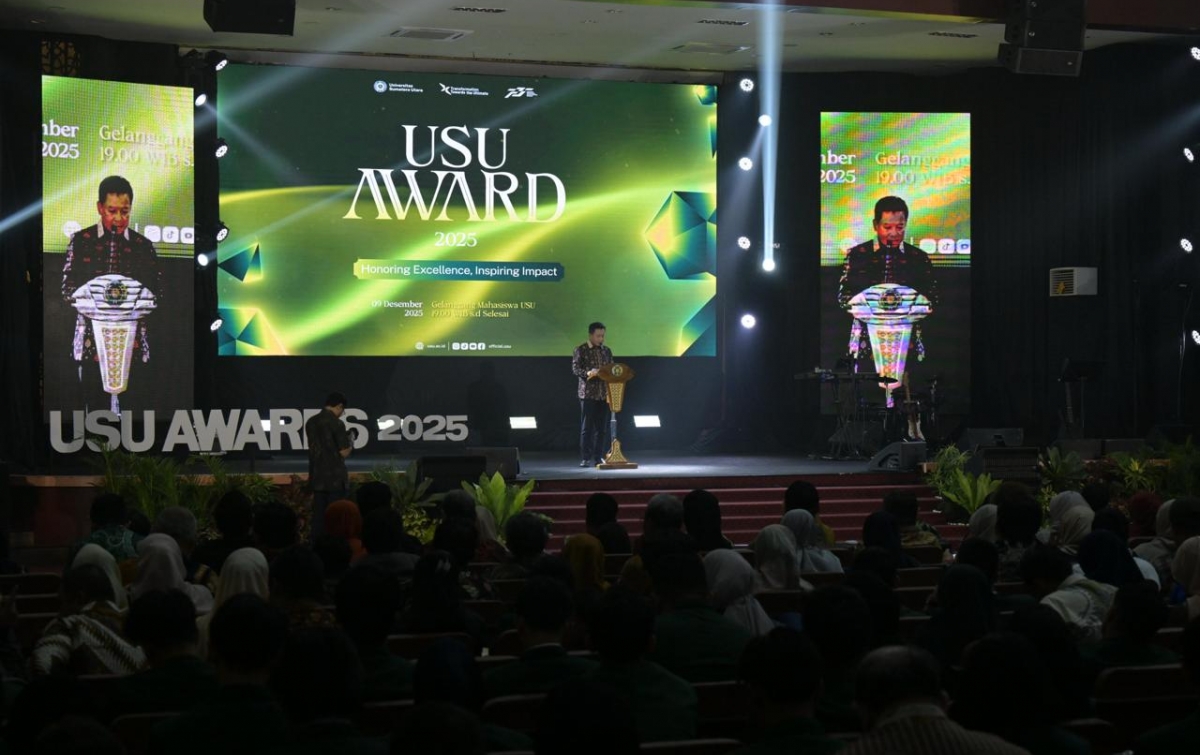 Gelaran USU Awarding Night Khidmat, Prof. Muryanto Amin Ajak Sivitas Akademika Doakan Korban Bencana