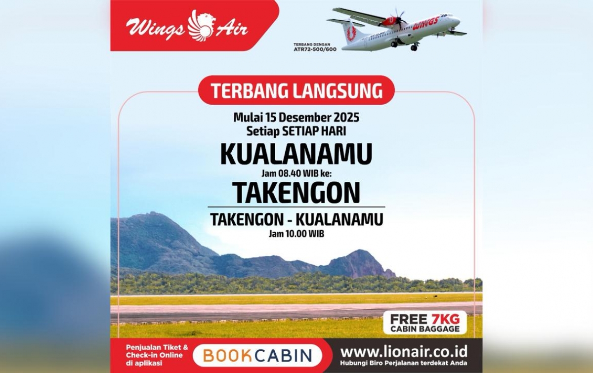 Wings Air Buka Rute Regular Kualanamu-Rembele
