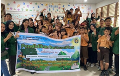 Mahasiswa USU Sosialisasi  “Pentingnya Pendidikan Menuju Generasi Emas 2045”  di SDN 066656