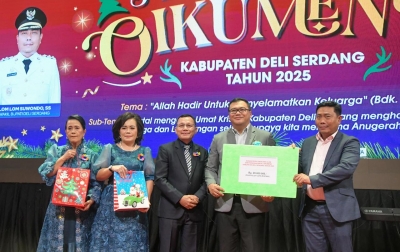 Perayaan Natal Oikumene Deli Serdang: Bupati Ajak Umat Kristiani Doakan Korban Bencana Sumatera