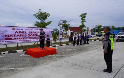 Siaga Nataru, Pengelola Tol Medan-Binjai Gelar Apel Bersama di Rest Area KM 10