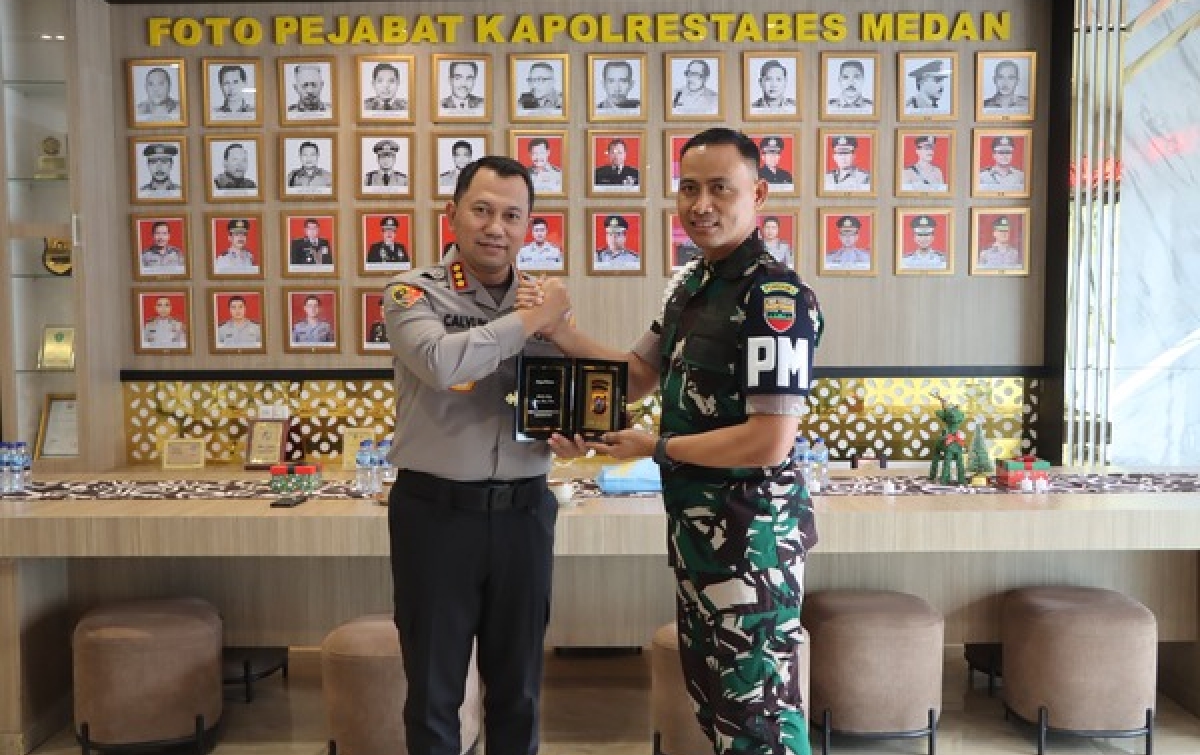 Terima Kunjungan Dan Denpom I/5 Medan,  Momentum Mempererat Kordinasi TNI-Polri
