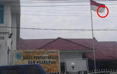 Abai pada Simbol Negara? Bendera Robek di Kantor Dinas Perpustakaan Labuhanbatu Tuai Sorotan Publik