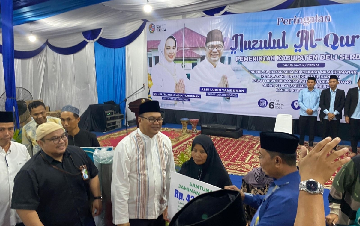 Bupati Deliserdang Serahkan Santunan BPJS Ketenagakerjaan Rp42 Juta kepada Ahli Waris Bilal Jenazah