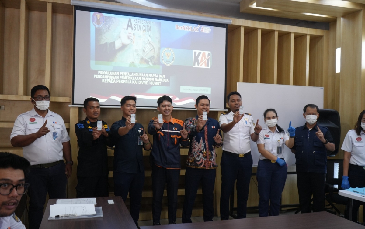 KAI Divre I Sumut Lakukan Penyuluhan-Pengecekan NAPZA bagi Pekerja Jelang Angkutan Lebaran