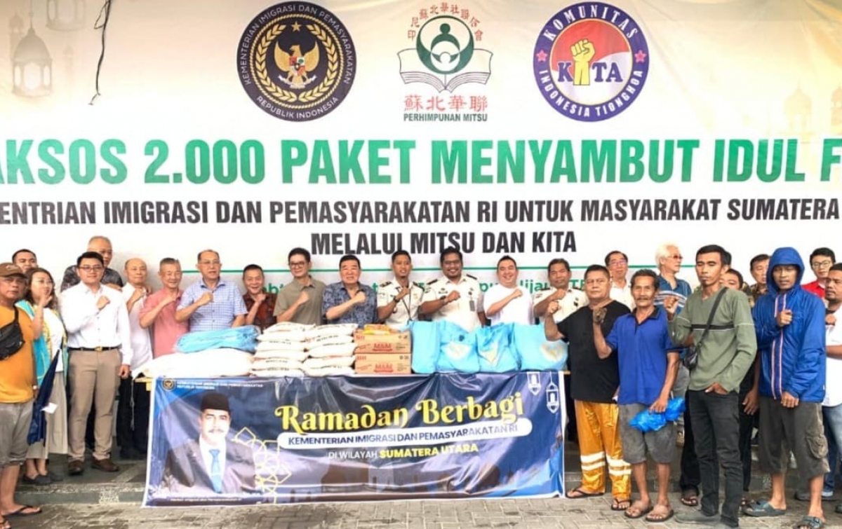 Gelar Bakti Sosial, Jajaran Kemenimipas Sumut Gotong Royong Hadirkan Paket Bantuan Ramadan