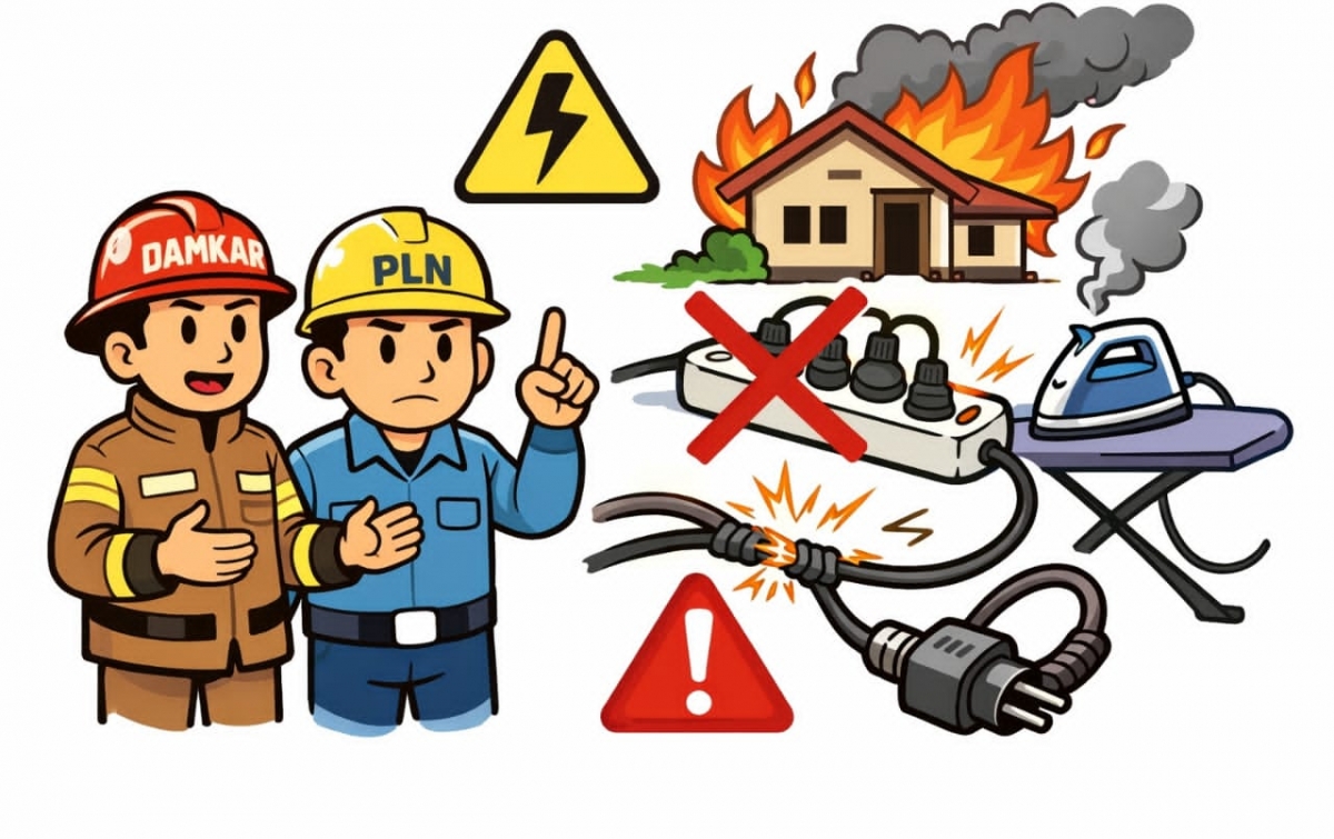 Pasca Kebakaran Rumah di Singkuang I, Satpol PP-Damkar dan PLN Imbau Warga Waspada Instalasi Listrik