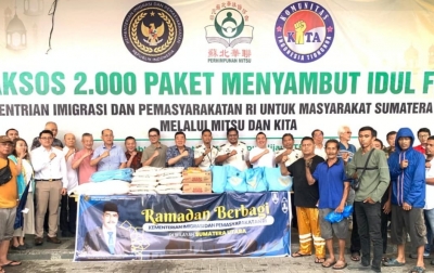Gelar Bakti Sosial, Jajaran Kemenimipas Sumut Gotong Royong Hadirkan Paket Bantuan Ramadan