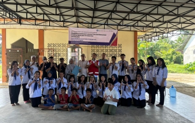 KSR PMI Unimed Bangun Sistem Air Siap Minum di Desa Pekubuan