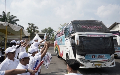 Wujudkan Suka Cita Lebaran, Ribuan Peserta Mudik Gratis PTPN IV Palm co Resmi Diberangkatkan Serentak