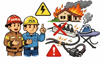 Pasca Kebakaran Rumah di Singkuang I, Satpol PP-Damkar dan PLN Imbau Warga Waspada Instalasi Listrik